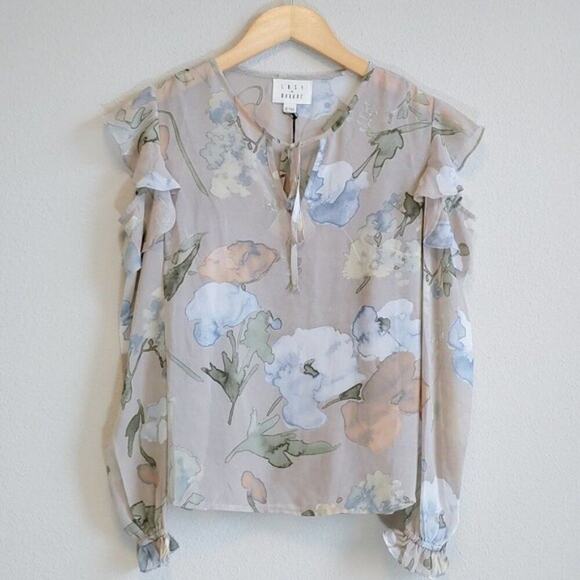 Lost + Wander Blouse Sheer Floral Ruffles Sz XS Fairycore Whimsical Romantic - Picture 1 of 8